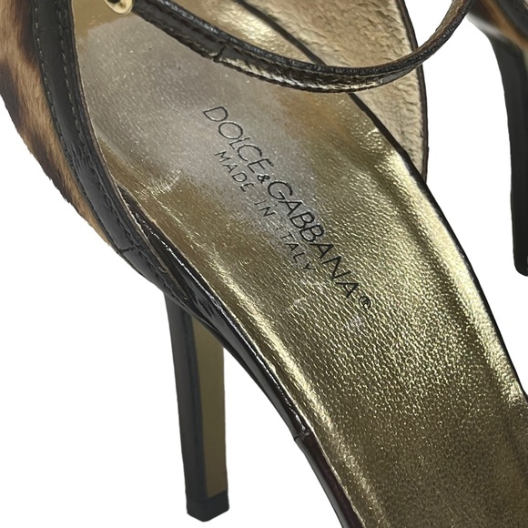 Dolce & Gabbana D&G ☻ Leopard Print Pony Hair Ankle Strap Pointy Toe Heels ☻ 9M - Picture 11 of 16